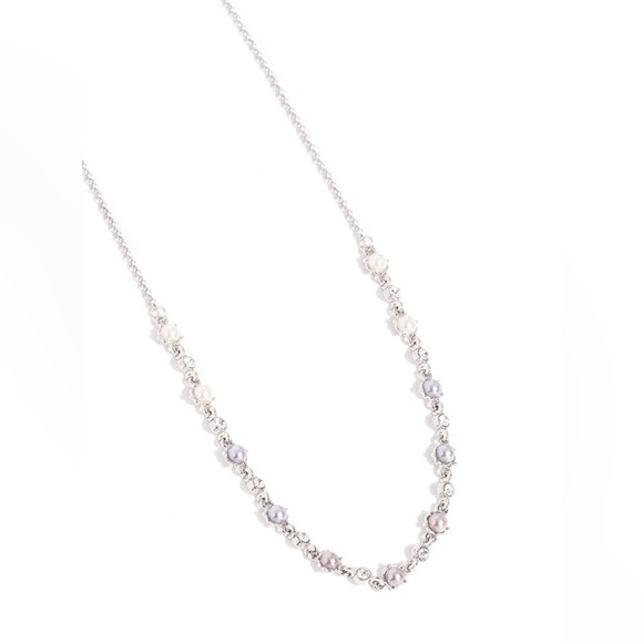 Paparazzi Prolonged Passion Silver Pearl Dainty Short Necklace and Earrings - Picture 5 of 5